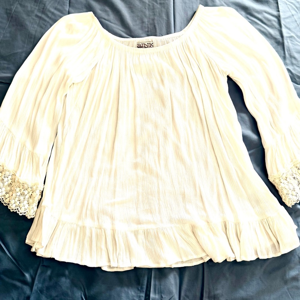 Pink Cattlelac Boho Peasant blouse with Bell Sleeves. Size XXL